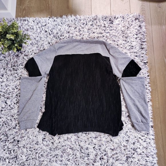 Trame Cut-Out Sleeve Pleated Black and Grey Formal Sweatshirt Made in Italy - Picture 8 of 9